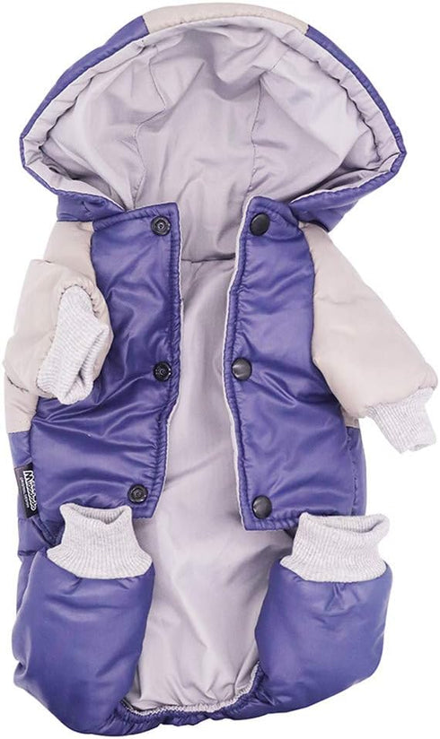 Winter Small Medium Dog Coat, Hooded Four-Legged Jacket Cotton-Padded for Puppy Cat Doggie Pets (Small, Navy)
