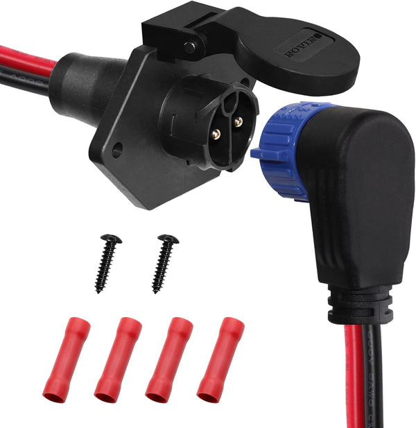 Trolling Motor Plug and Receptacle, 12V/24V/36V/48V 8 Gauge 2-Wire Compatible with Minn Kota Marine Boat, Waterproof