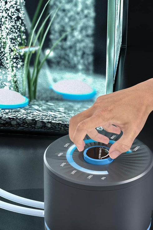 Aquarium Air Pump Dual Outlets, Ultra Quiet 20-600 Gallons, 5W 110V Silent Water Oxygen Aerator Pump, 10L/min