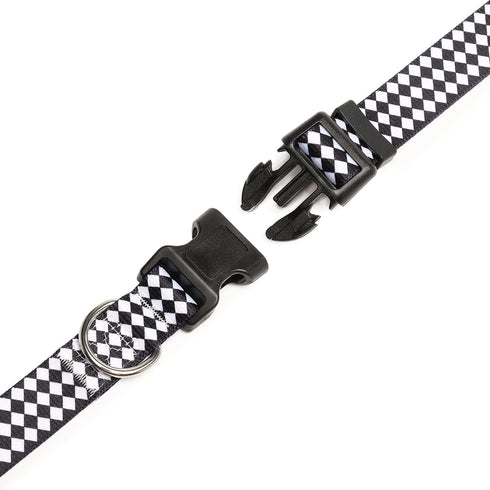 Adjustable Dog Collar with Special Design Patterns, Soft Durable Nylon for Small Medium Large Dogs (L, Rhomb)