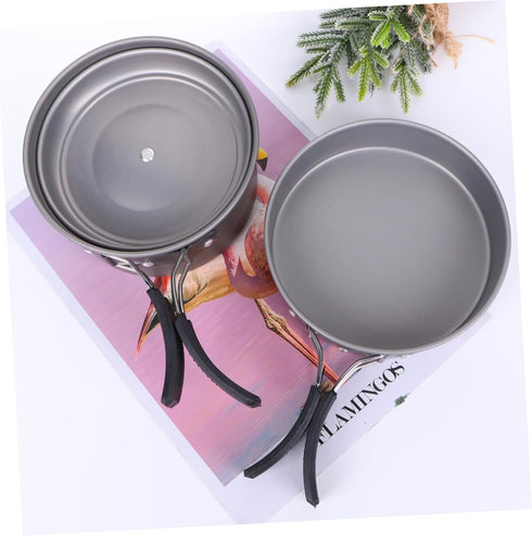Cookset Backpacking Yardwe Portable Camping Cookware Lightweight for Outdoor Cooking Frying and Steaming Cooking Gear