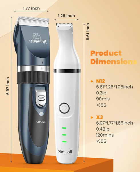 4 1 Trimmer Trimmers oneisall in Dog Clippers and Paw Grooming Kit, Low Noise Cordless Dog Clippers for Grooming Pet