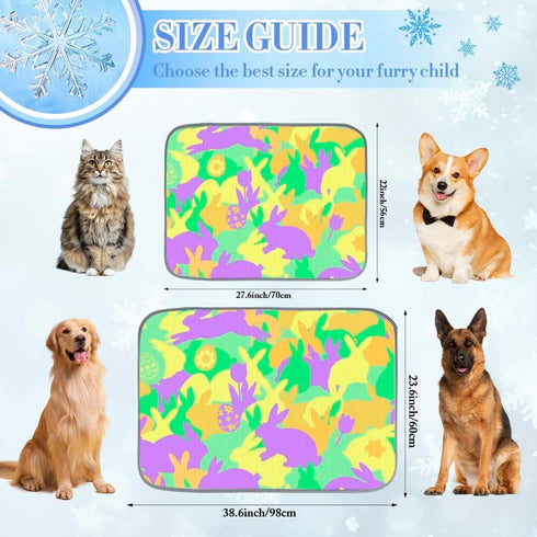 imiBBWQu Summer 27" 22" Cooling Pad Colorful Easter Bunnies Dog Mat Foldable Washable Grounding Pad for Dogs Cold Dog