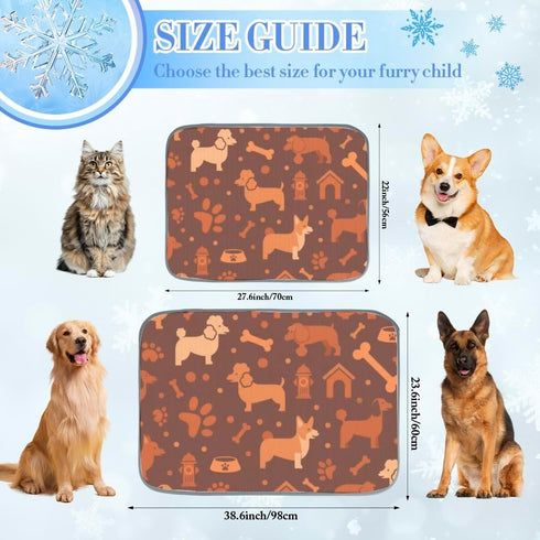 Generic 28" X22" Cooling Dog Mat Ice Silk Ice Mat Animal Paw Print Dog Car Seat Bed Washable Cool Pads Cooling Mats