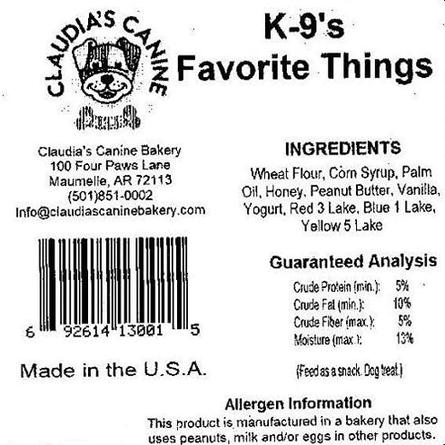 Claudia's Canine Bakery - K-9's Favorite Things - Gourmet Peanut Butter Dog Treats - 10 oz.