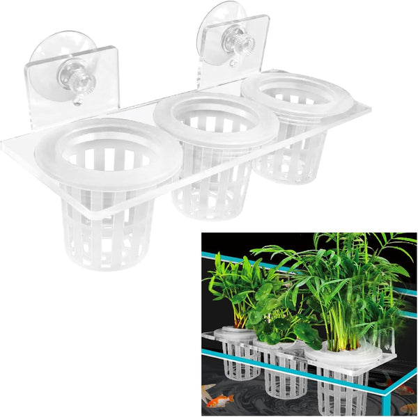 Upgrade Acrylic Aquarium Plant Holder, Hanging Aquatic Plant Holder with Adjustable Suction Cup