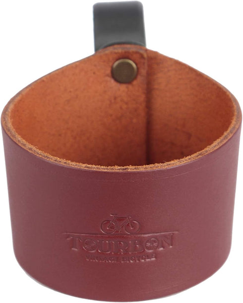 Tourbon Leather Bike Beverage Holder, Small Bicycle Water Bottle Cup Holder, Brown