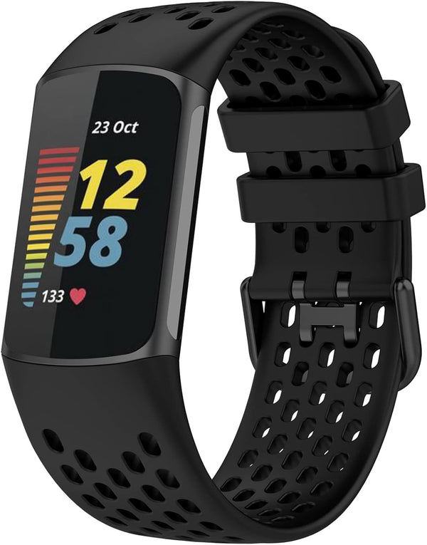 TopPerfekt Sport Bands for Fitbit Charge 5, Adjustable Breathable Soft Silicone Replacement Straps for Activity Tracker