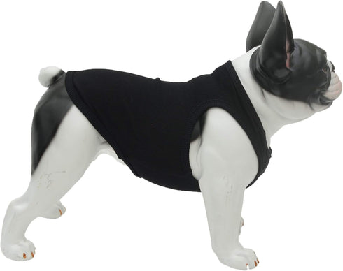 Lovelonglong 2019 Summer Pet Clothing, Dog Clothes Blank T-Shirts, Ribbed Tanks for Bulldog Pit Bull, 100% Cotton Black