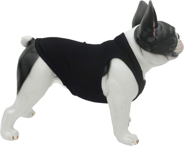 Lovelonglong 2019 Summer Pet Clothing, Dog Clothes Blank T-Shirts, Ribbed Tanks for Bulldog Pit Bull, 100% Cotton Black