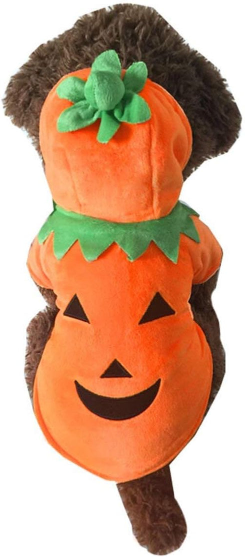 Mogoko Dog Cat Halloween Pumpkin Costumes, Funny Pet Cosplay Dress, Puppy Fleece Hoodie Coat, XL for 12.0~18.0 lbs