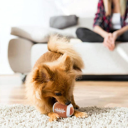 Dog Toys Balls, Chewable Plush Rugby for Dogs, Soft Squeaky Ball for Indoor & Outdoor Play, Birthday for Puppies