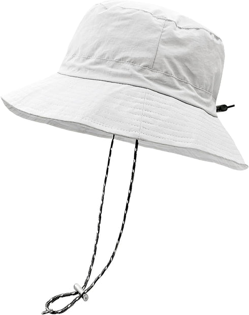 woogwin Waterproof Bucket Rain Hat with Chin Strap, Quick Dry Packable Boonie Sun Hat for UV Protection