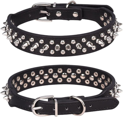 Spiked Dog Collar with Mushrooms Rivet Spike, Anti-Bite Studded PU Leather for XXS XS Small Medium Large Dogs