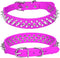 Spiked Soft Pu Leather Dog Collar, Adjustable Mushroom Rivet Studded for Puppies (S, Hot Pink)