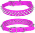Spiked Soft Pu Leather Dog Collar, Adjustable Mushroom Rivet Studded for Puppies (S, Hot Pink)