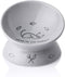 Sweejar Ceramic Raised Cat Bowls - Grey | Slanted Cat Dish for Food or Water, Elevated Porcelain Pet Feeder Bowl