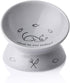 Sweejar Ceramic Raised Cat Bowls - Grey | Slanted Cat Dish for Food or Water, Elevated Porcelain Pet Feeder Bowl