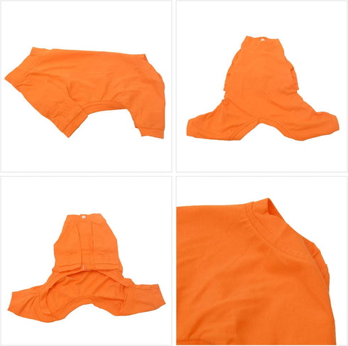 Lovelonglong Four Feet Dog Lightweight Pajamas, Pure Cotton Dog Jumpsuits for Large Medium Small Dogs (Orange XS)