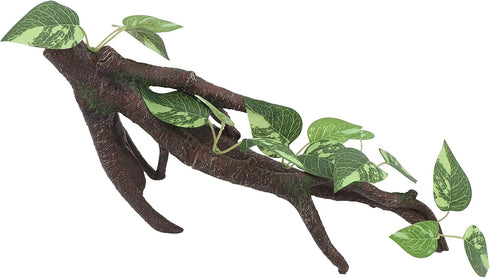 AQUA KT Reptile Climbing Branch Tree Trunk with Leaves for Lizard Bearded Dragon Snake Gecko Leopard Chameleon Frog