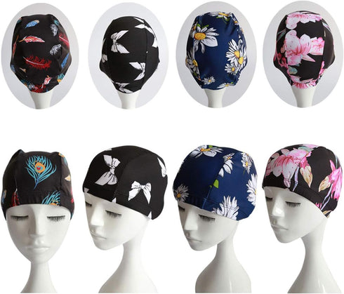 Quality Yes 3Pack Pure Colorful Polyester Cloth Fabric Bathing Caps - Swimming Hats for Water Sports (2 Pure + 1