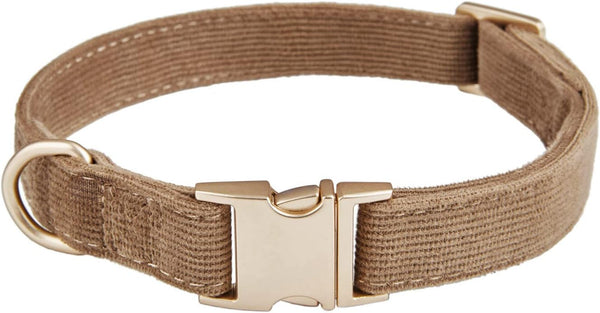 Soft Dog Collar with Metal Buckle, Adjustable Durable Comfort Cotton Corduroy for Large Medium Small Dogs, Velvet,
