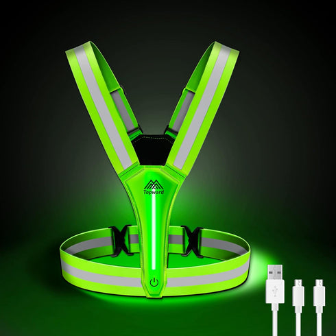 LED Reflective Vest Safety Gear, Light Up High Visibility Running Vest for Night Walking, Cycling