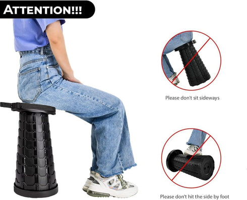 Generic 300 lbs Portable Collapsible Stool - Adults Heavy Duty - Telescoping Foldable (Blue)