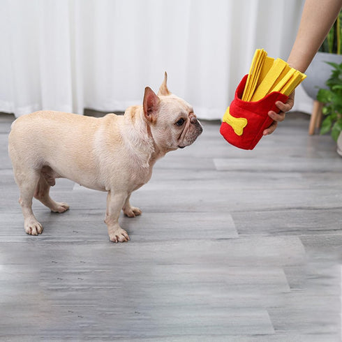 TEHAUX Dog Snuffle Toy - French Fries Shape Interactive Puzzle Toy for Slow Eating and Chewing