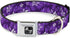 Dog Collar Seatbelt Buckle Hibiscus Collage, Purple Shades, 18 to 32 Inches, 1.5 Inch Wide