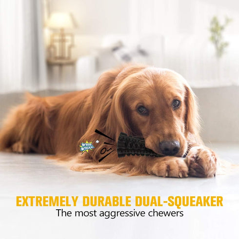 VANFINE Tough Squeaky Dog Toys for Aggressive Chewers, Durable Chew Toys for Large Breed, Non-Toxic Natural Rubber Beef