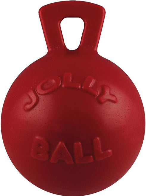 Jolly Pets Tug-n-Toss Heavy Duty Dog Toy Ball, 4.5 Inches/Small, Orange, with Handle