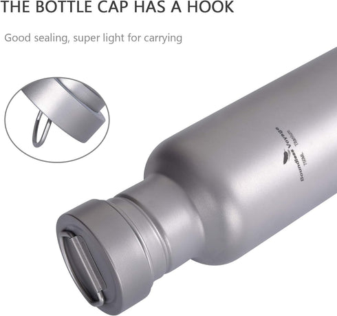 Outdoor 750ml Titanium Sports Bottle - Wide Mouth Flask Canteen for Camping Cycling Hiking Ti1507B