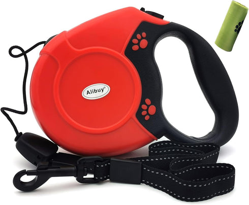 Retractable Dog Leash 26ft Red, 360° Tangle-Free Walking Leash with Non-Slip Handle for Dogs Up to 110 lbs