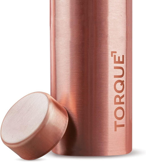Torque Pure Copper Water Bottle (32 OZ/1 Liter), Heavy Duty Leak-Proof Authentic Ayurvedic Copper Bottle