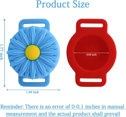 FuninCrea Sunflower Pet Apple AirTag Case for Collar, Durable Silicone AirTag Holder for Dogs and Cats Summer Anti-Lost AirTag Cover Suitable for AirTag 2021 (Red+Blue)
