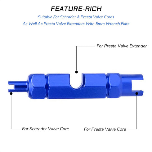 Valve Core Remover Tool for Schrader and Presta Valves - Perfect for Mountain Bicycle and Road Bike - Easy Inner Tube Repair and Maintenance for Cyclists
