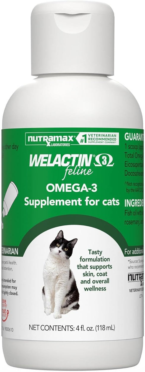 Nutramax Welactin Omega 3 Fish Oil for Cats, Skin and Coat Health