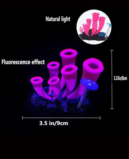 4 Pieces Aquarium Fish Tank Decorations with Glowing Effect, Silicone Glow Artificial Coral Reef Plants