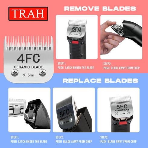 10# Blade Replacement for Andis Dog Grooming Clippers, Detachable Ceramic Blade, Size-10#, 1/16-Inch