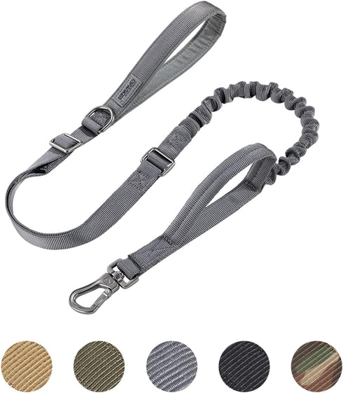 EXCELLENT ELITE SPANKER Tactical Dog Leash Heavy Duty 5-6FT Adjustable No Pull Bungee Leash with 2 Padded Control