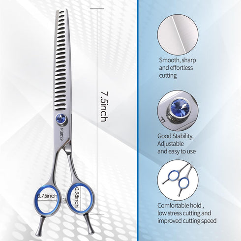 Left Handed Chunkers Dog Grooming Scissors 7.5'' Professional Thinning Shears, Japan 440C, 70% Thinning Rate