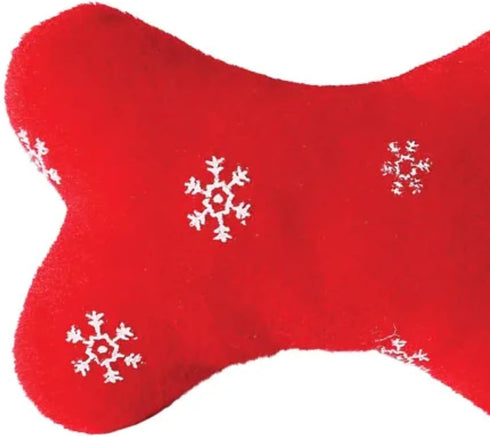 Zanies Plush Blizzard Bones Dog Toy, Large, Red