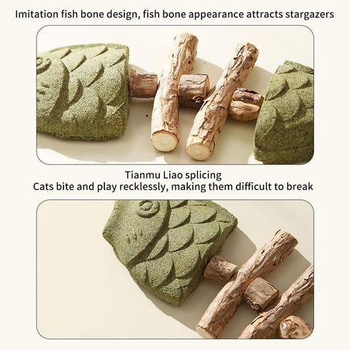 Generic 2026 New Creative Fish Bone Cat Toy,Purrident - Fix Your Cats Dental Health,Cat Chew Toys,Wooden Catnip Teeth