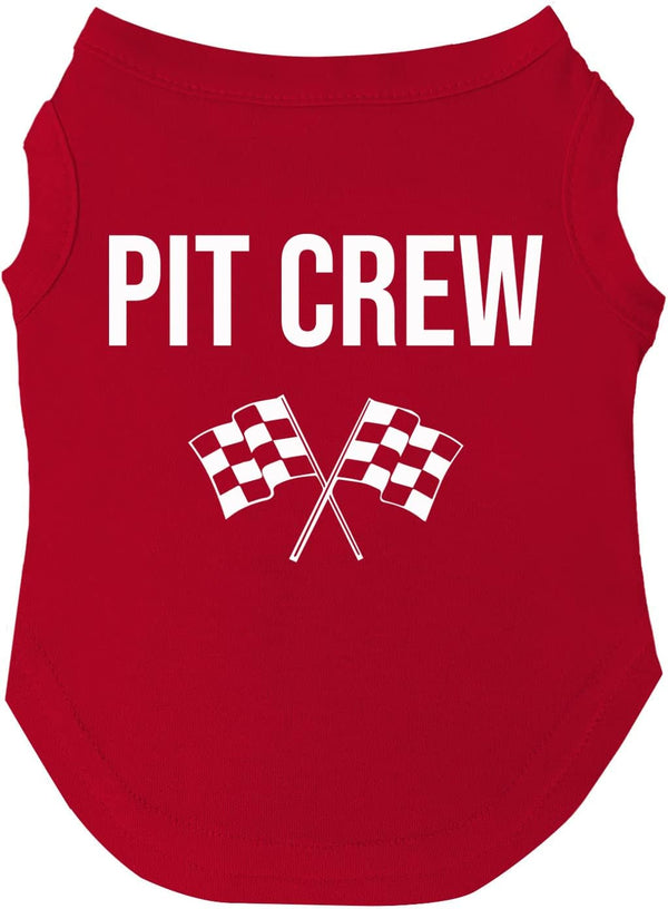 Pit Crew Dog Tee Shirt - Sizes for Puppies, Toys, and Large Breeds (Red, Large 49)