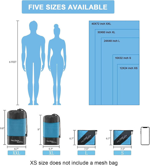 Ultra Compact Quick Dry Microfiber Towel for Gym & Travel