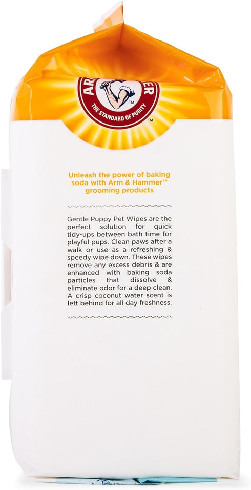 Arm & Hammer Gentle Puppy Bath Wipes, Coconut Water, Tearless Cleaning Wipes for Pets, 100 Count, 3 Pack