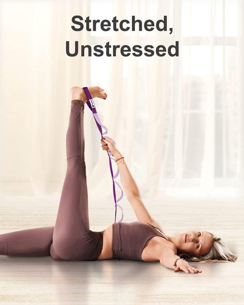 Tumaz Stretching Strap - Non-Elastic Yoga Strap with 10 Loops, Extra Thick, Durable, Soft for Home Workout, Yoga,