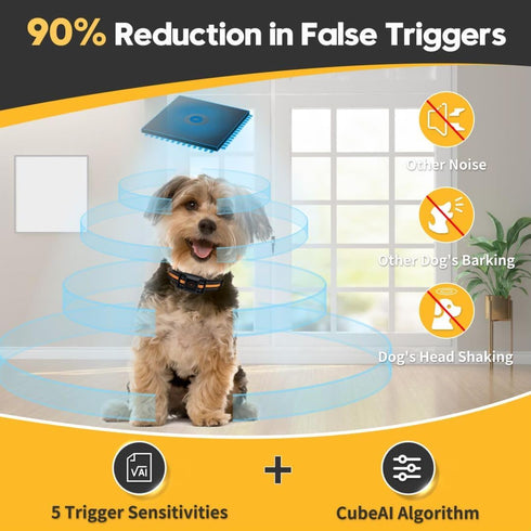 Tiniest Bark Collar for Small Dogs 5-15lbs, Rechargeable, No Shock with Vibration & Sound, Orange