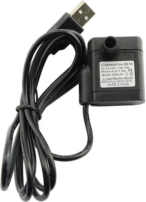 USB Water Pump Mini Submersible Pump for Aquarium Fountain, DC 3.5-9V 3W 200L/H